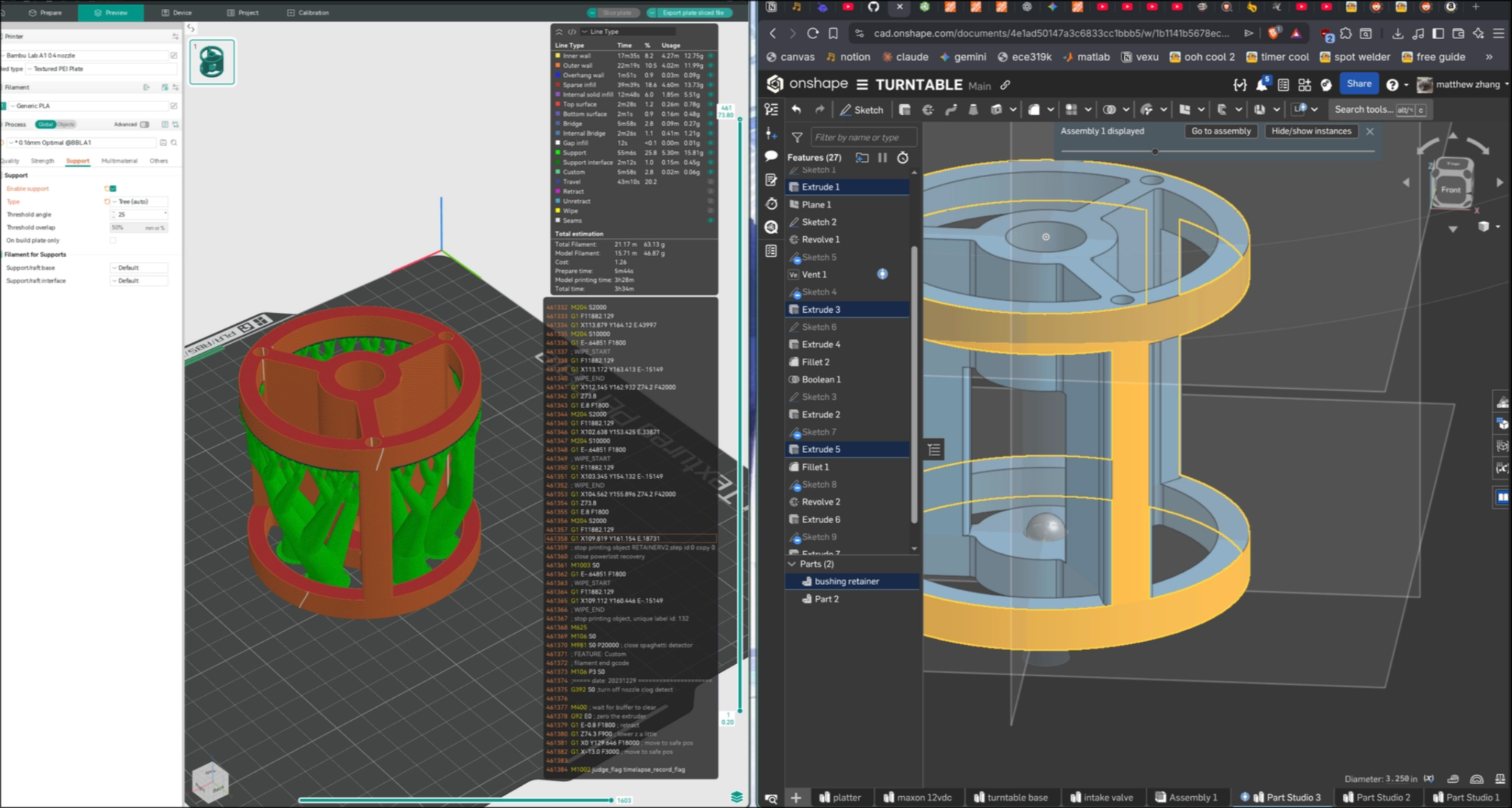 CAD and slicer view