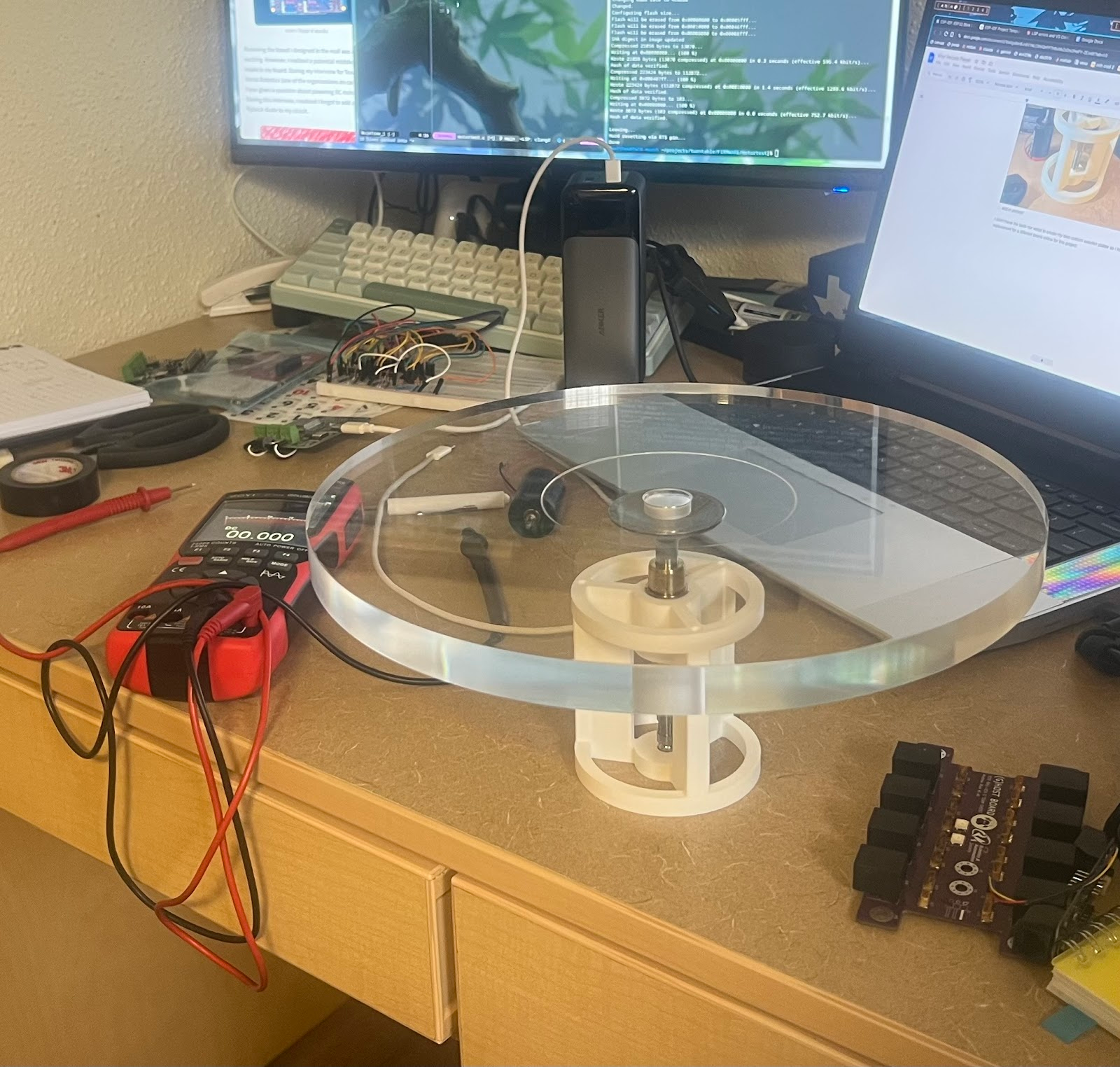 Acrylic platter on temporary turntable base